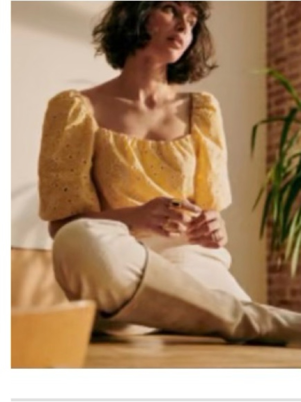 Sezane Lois Blouse Jaune Ecru - Size 6 - Picture 6 of 8
